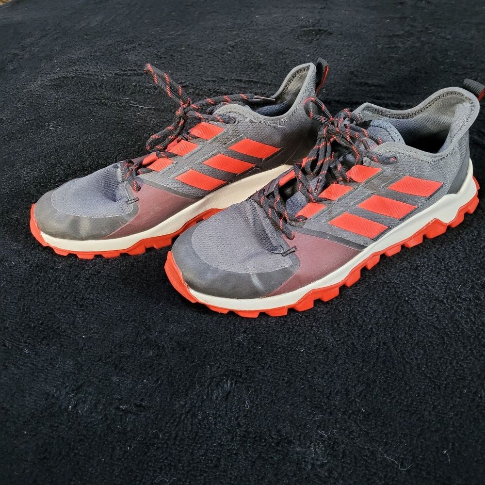 Adidas Gray and Red Trail Running Shoes